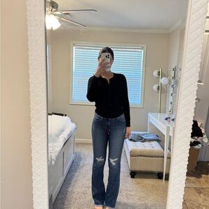 Ripped Flare Blue Jeans